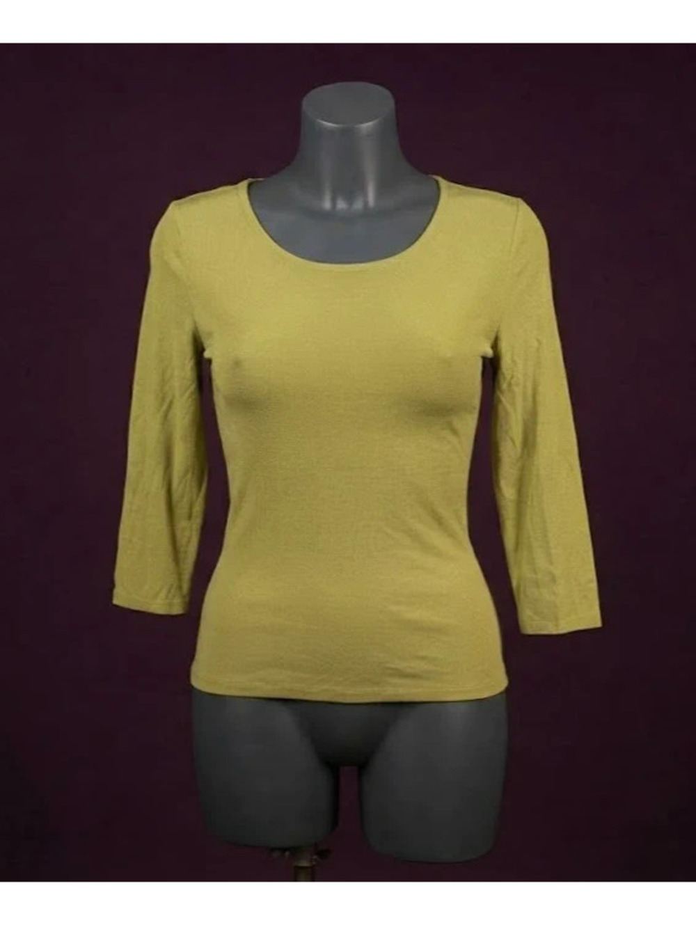 August Max Stretch Lime Green Scoop Neck Long Sleeve Top Size 1